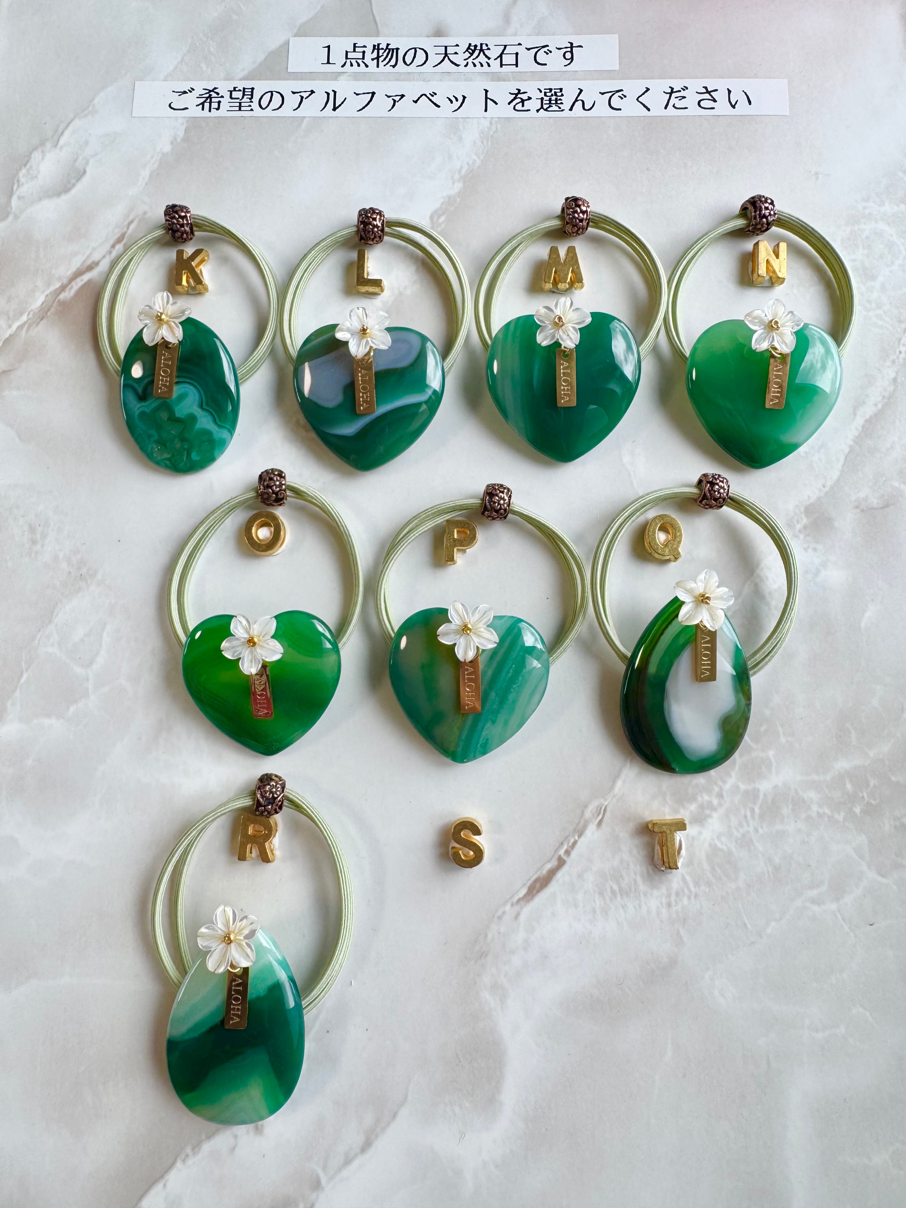 Green agate×Plumeria hair accessory(グリーンアゲート、瑪瑙天然石