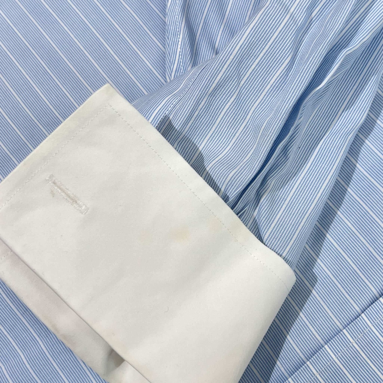 Brooks Brothers ブルックスブラザーズ ストライプ NON-IRON クレリック Wカフス 長袖 ドレスシャツ 16 1/2-32 /ブルー メンズ