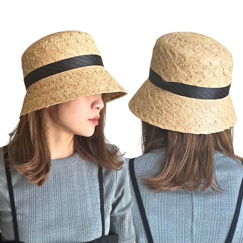 【 Atelier Brugge 】- 34HF-06 - Raffia bucket hat