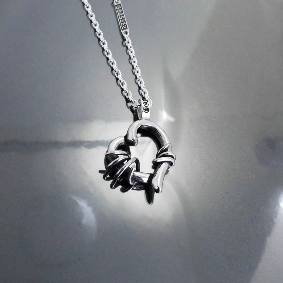 THORNY HEART [LARGE] #2 NECKLACE with GODSIZE® I.D. TAG / ソーニー 