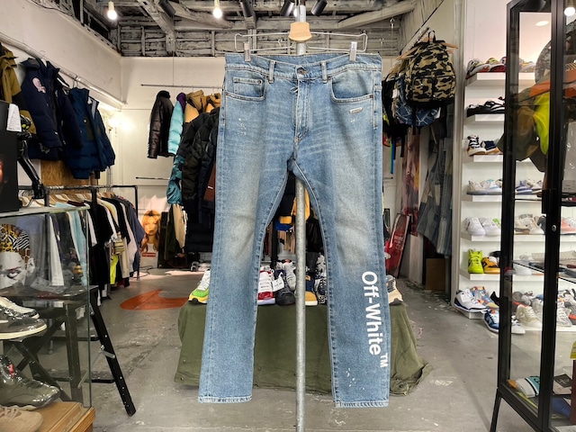 OFF-WHITE BELTED FADED SLIMFIT SKINNY DENIM INDIGO 34 OMYA001F18166019 34678