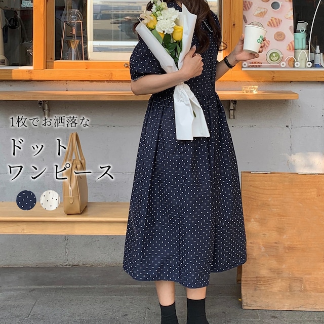 メール便 丸襟ドットワンピース Tops1514 Day Closet レディースウェアブランド 韓国風 可愛い プチプラ