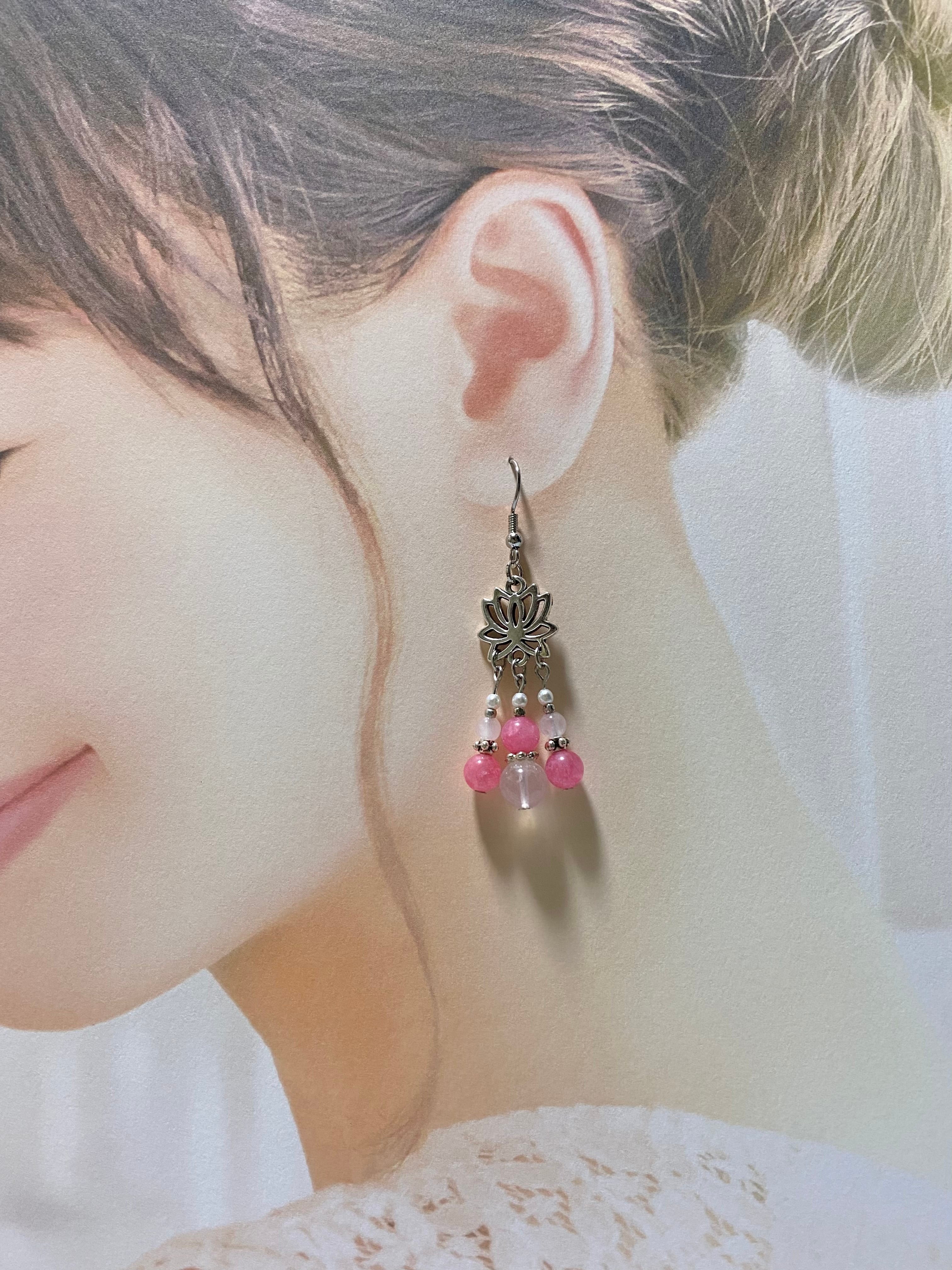 清王朝時代3連風耳飾り風公主ピアス ロータス（蓮） | はなうみ