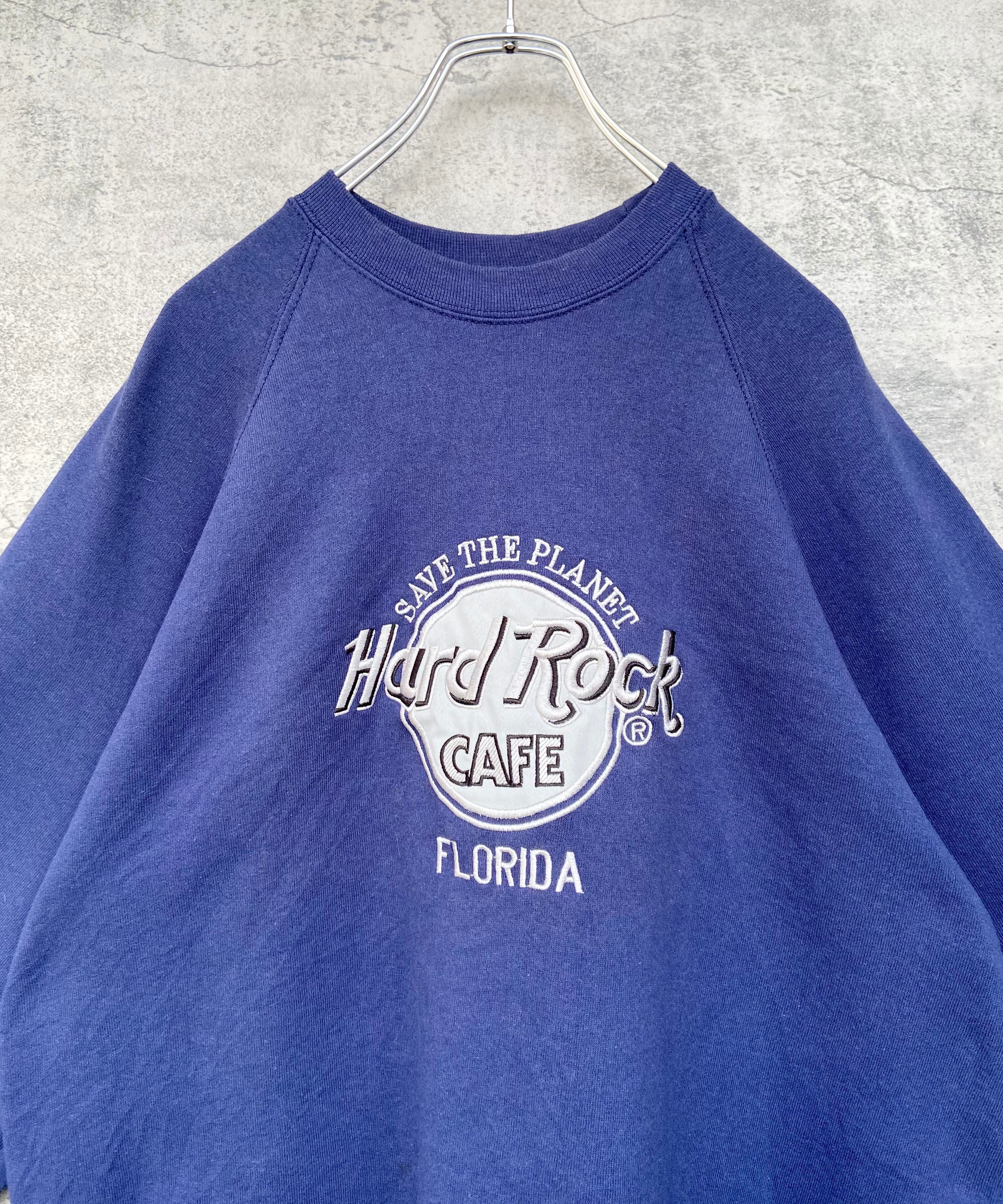 USA製 HardRock Cafe ハードロックカフェ 刺繍スウェット 紺 ネイビー トレーナー