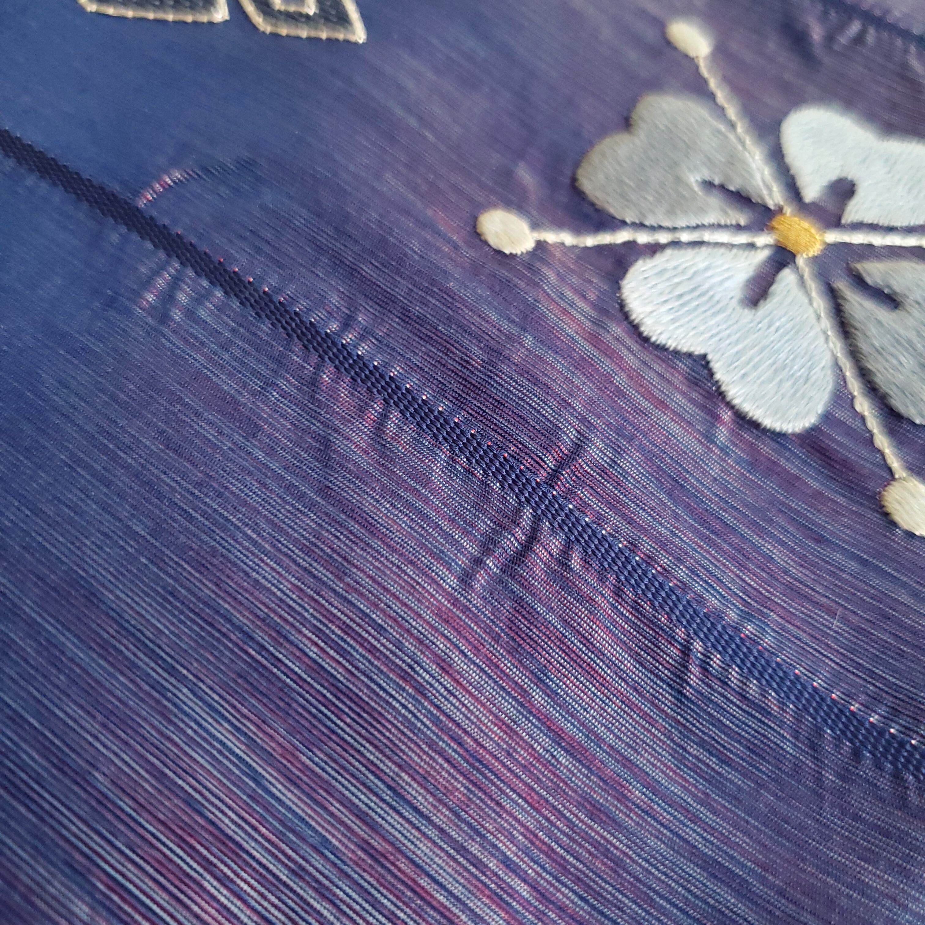 玉虫花柄刺繍文様 正絹六通袋帯 | アンティーク雑貨・家具・骨董品