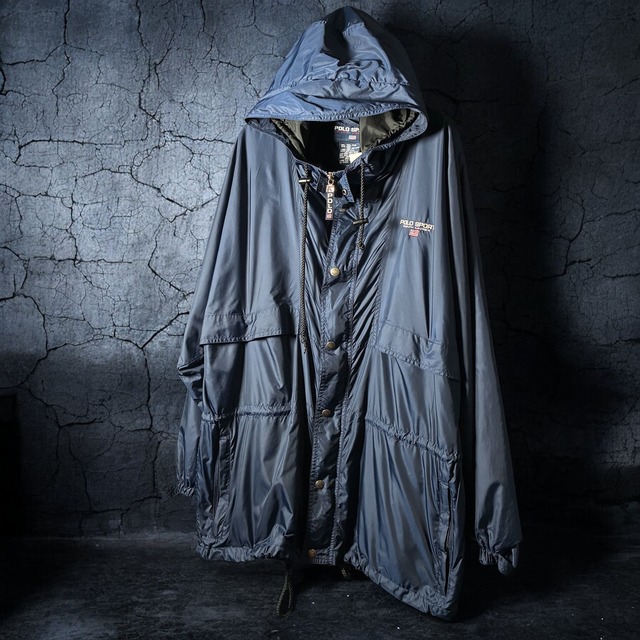 POLO SPORT マウンテンパーカー　ナイロン　ネイビー　ダブルジップ　ドローコード　ポロスポーツ