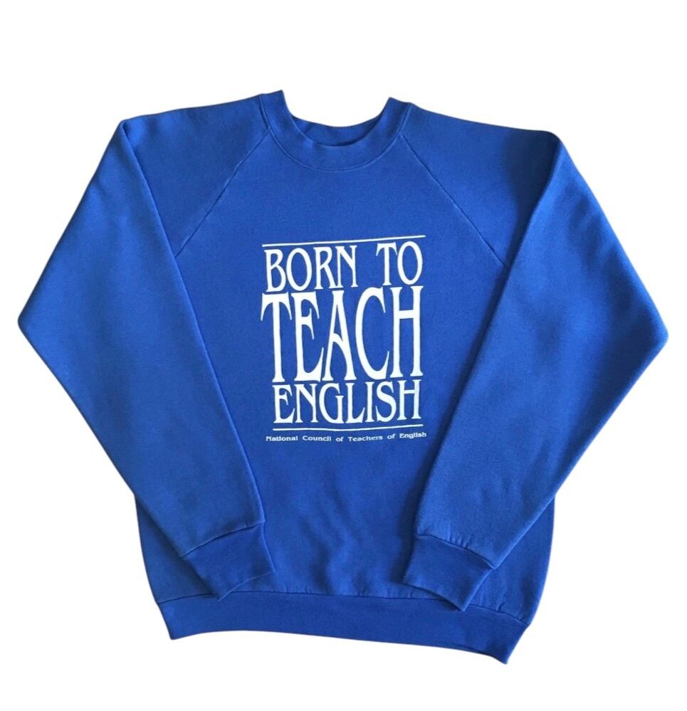 BORN TO TEACH ENGLISH Sweat / SCREEN STARS / Made in USA / Size L / 80s