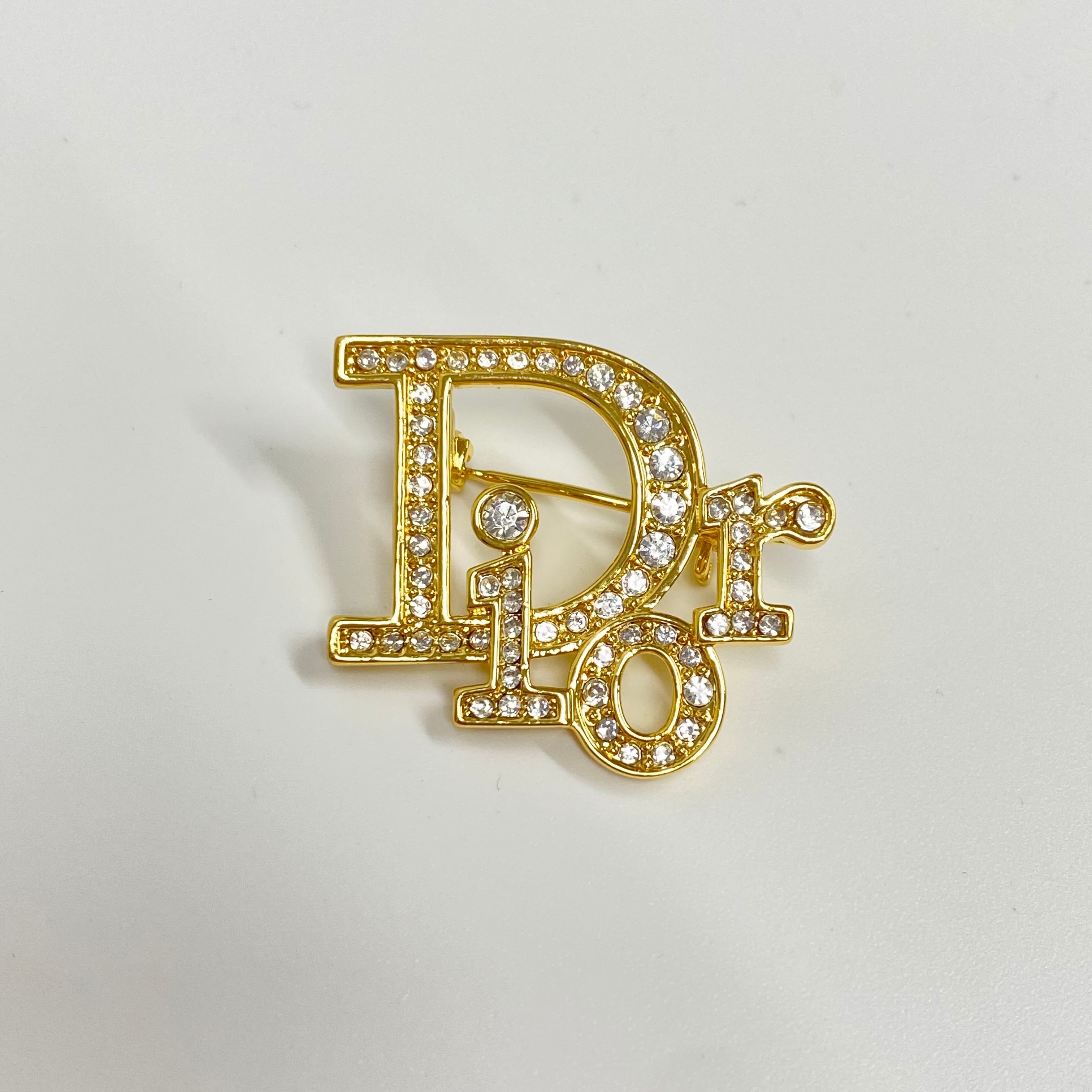 Christian Dior ディオール ロゴ ブローチ ゴールド アクセサリー 8064