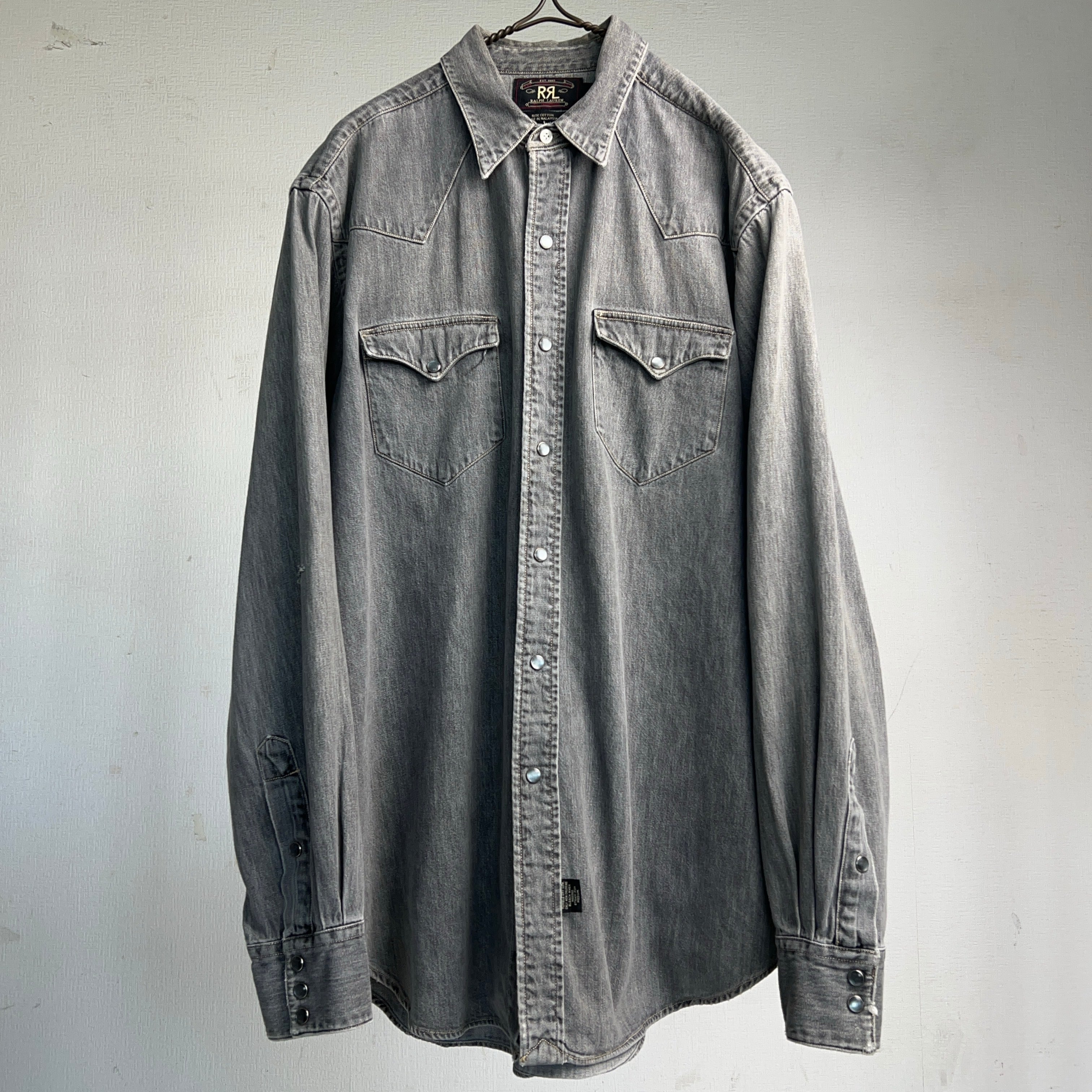 90's RRL by Ralph Lauren Black Denim Western Shirt 90年代 ダブル