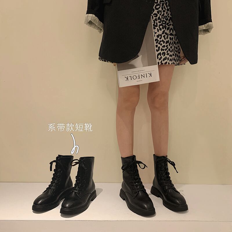 ブーツオータムウィンタースタンダードアンクルスタイルショート レトロ レース 靴 シューズ 秋物 冬物 ラウンドトー レースアップ フェイクシューズ75615438664