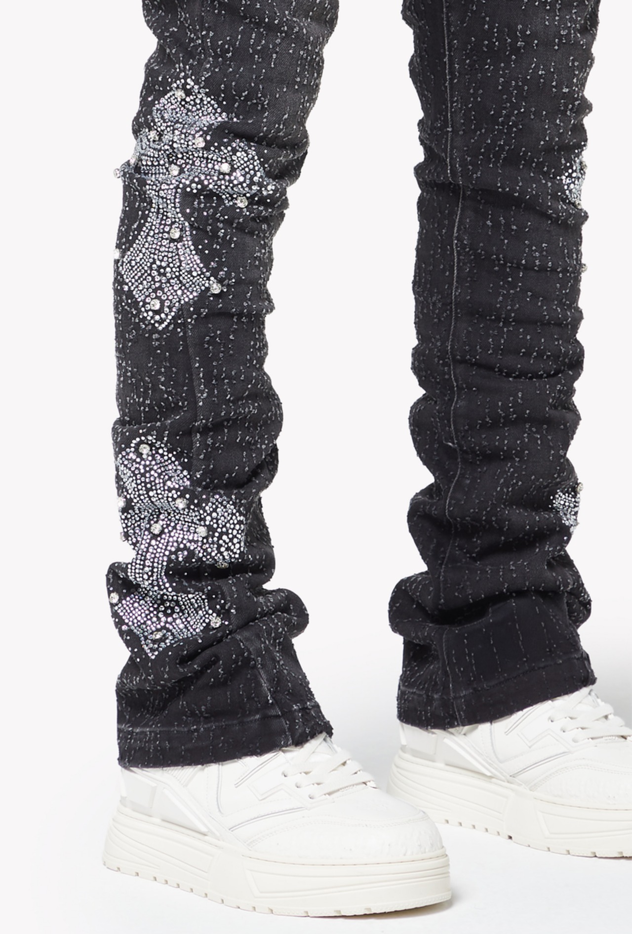 GUAPI / obsidian black faded cross denim