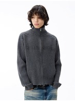 JCAESAR STUDIO Rib Jacquard Zip Sweater