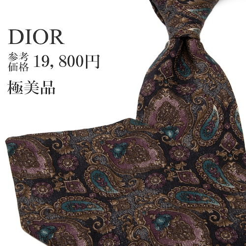 送料無料 ディオール ネクタイ レギュラータイ シルク 黒 ブラック グレー 紫 茶色 緑 総柄 Y2K 00s アラベスク ハイブランド 綺麗 P758