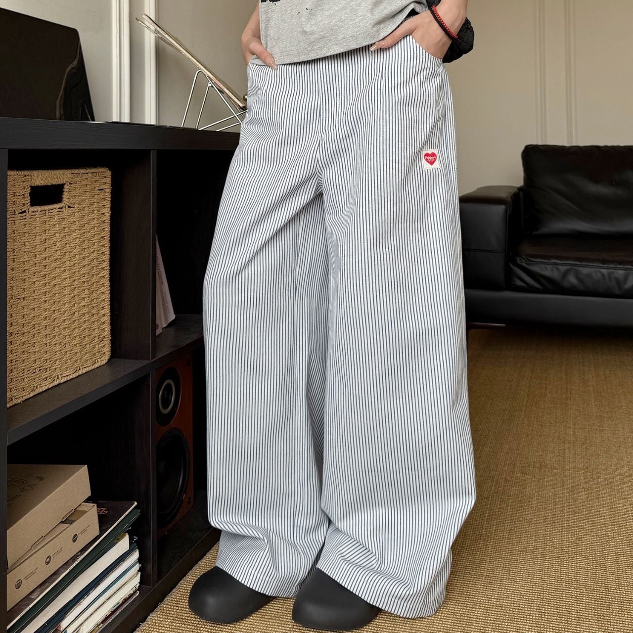 ヒッコリーストライプハートルーズパンツ 2col R00495