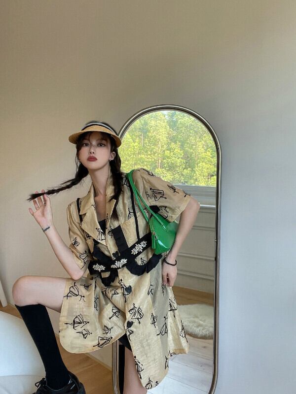 ドレス ルーズ薄手ショートスカート サマー 夏物 ブラックストロベリース36453866112