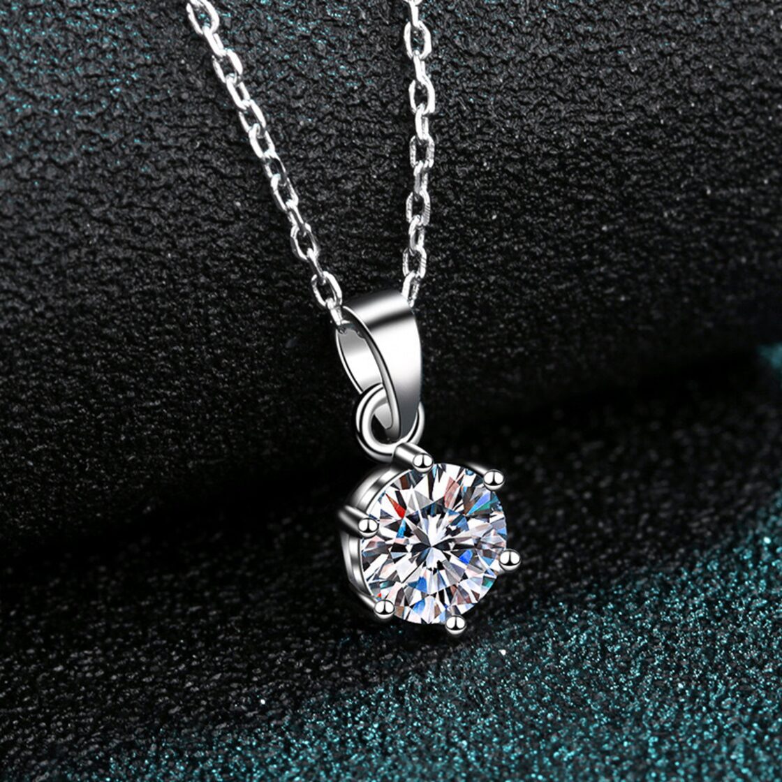 モアサナイト 6本爪留め ネックレス 3ct 一粒ダイヤ 一粒ネックレス 