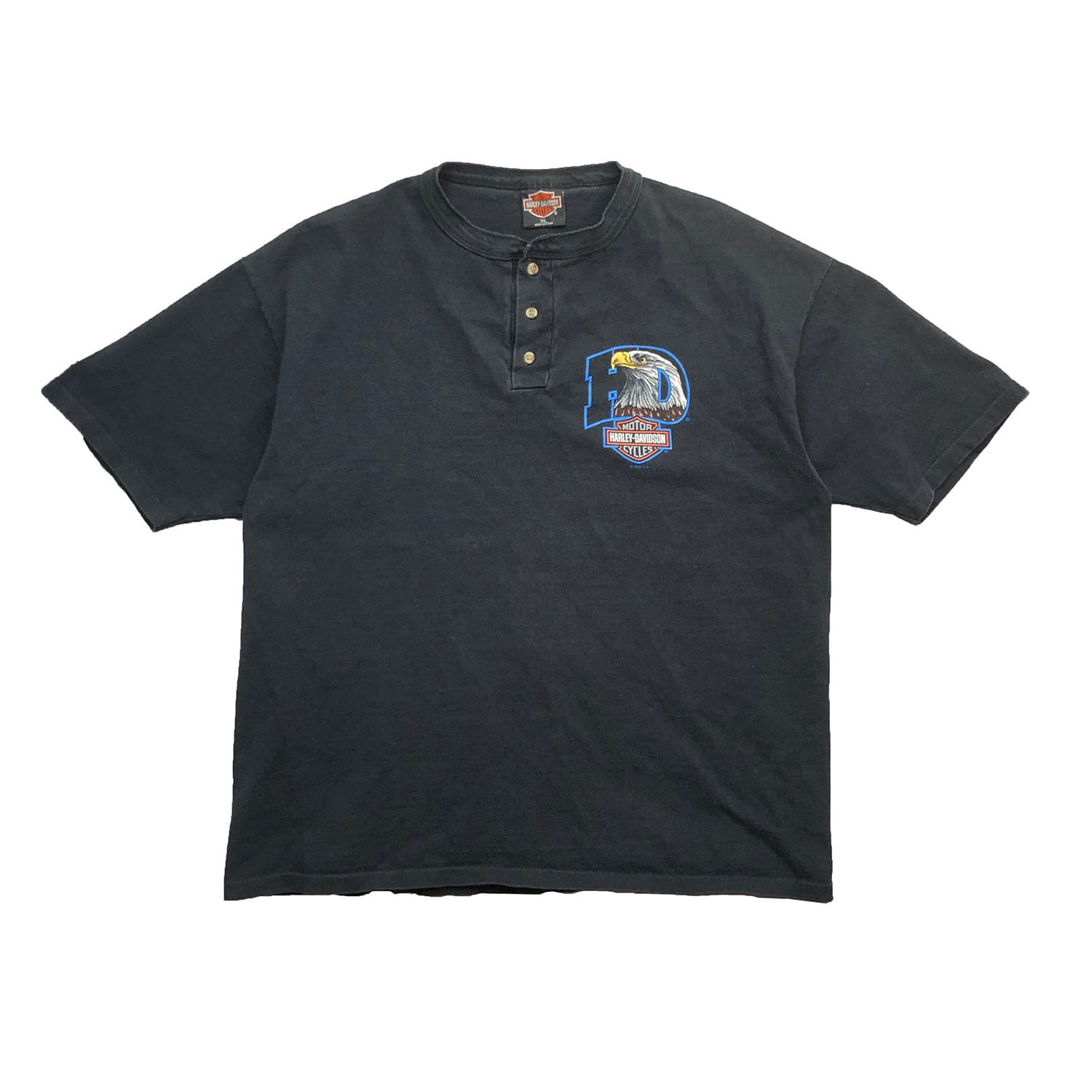 90S USA製 ヴィンテージ ハーレーダビッドソン ヘンリーネック Tシャツ-