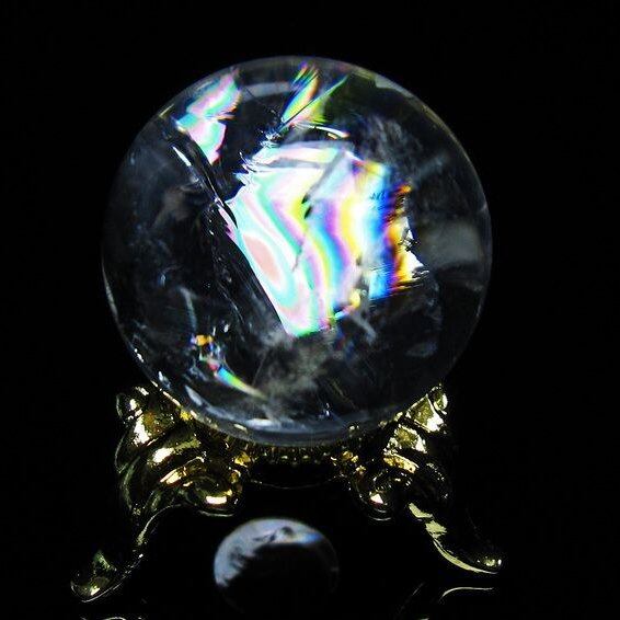 アイリスクォーツ 水晶 丸玉 虹入り 25mm スフィア 置物 水晶玉 一点物 141-7034