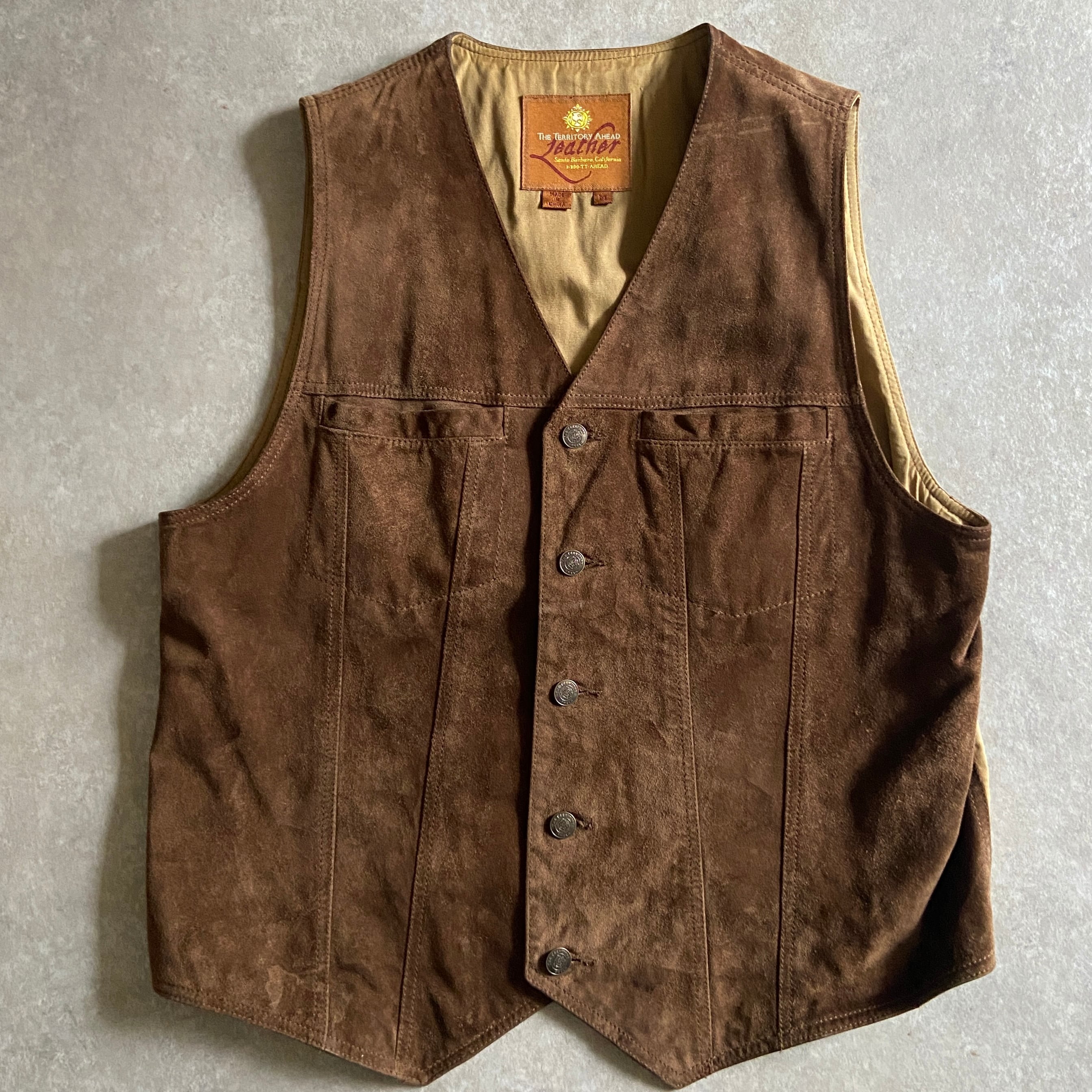 1990s The Territory Ahead Leather Vest M G611
