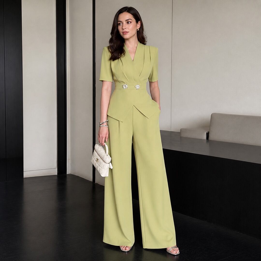 Tailored Collar Double Button Patch Pocket Wide Pants (2color) V3467