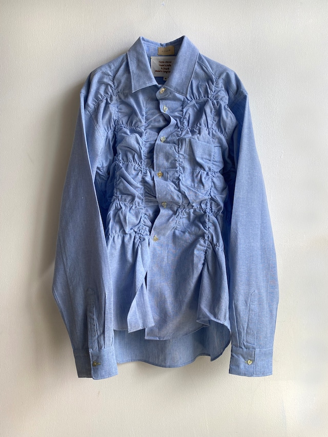 Shirring blouse, "light blue chambray" khadi cotton