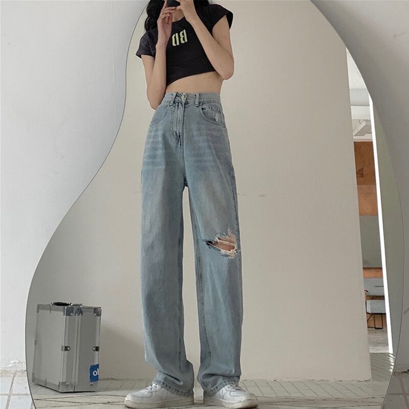 ブルージーンズ レディースサマースタイルハイウェストウェストワイドレッグパンツ ルーズ 夏物 ワイドパンツ 萌量不足74265846407