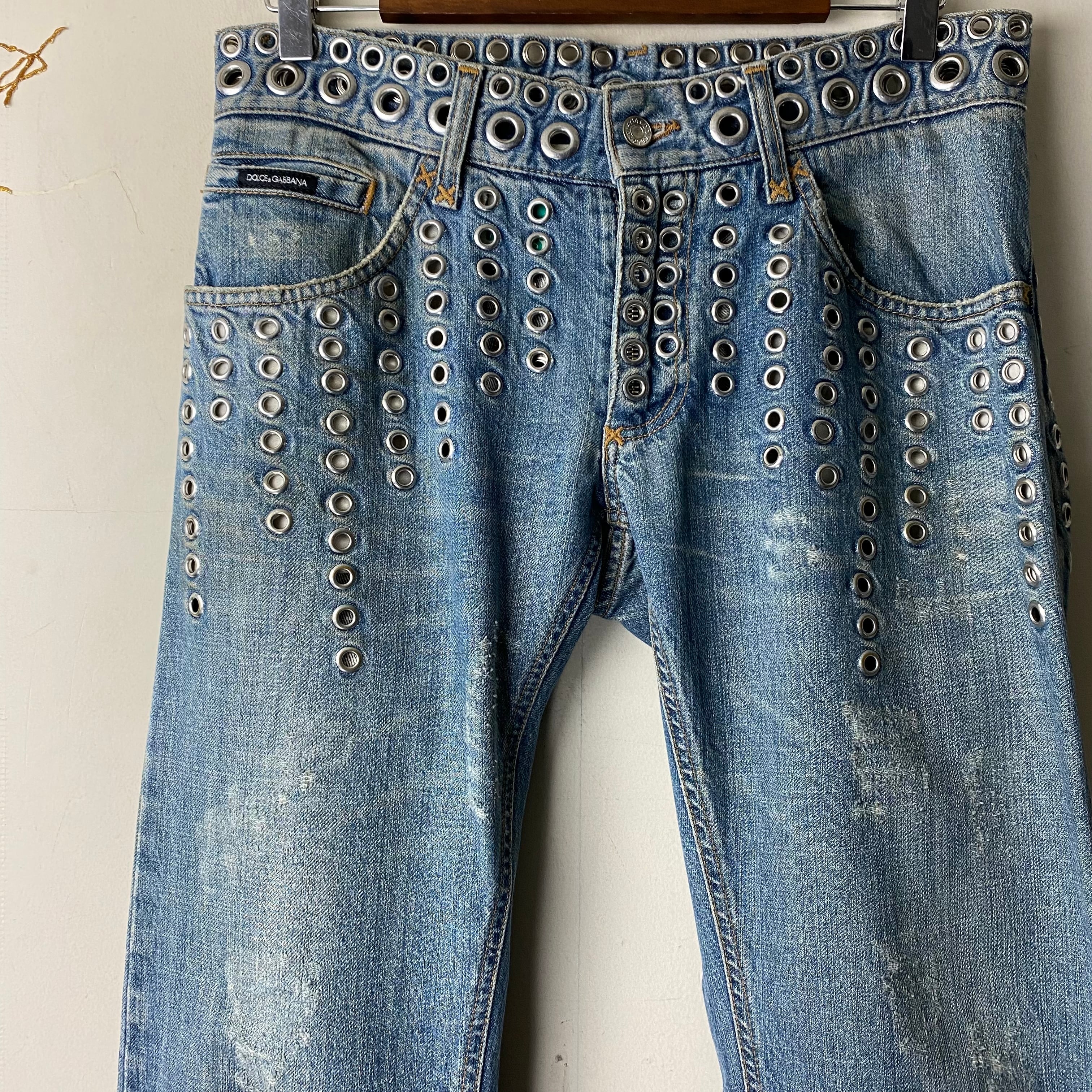 archive DOLCE&GABBANA grommets denim pants | NOIR ONLINE