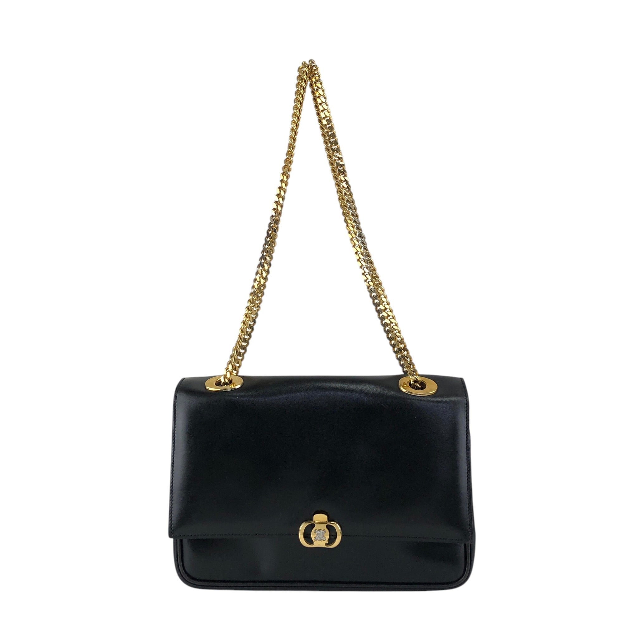CELINE セリーヌ ショルダーバッグ ブラック ブラゾン レザー チェーン