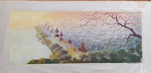 【絵画】マンダレー城壁（21cm×76cm）