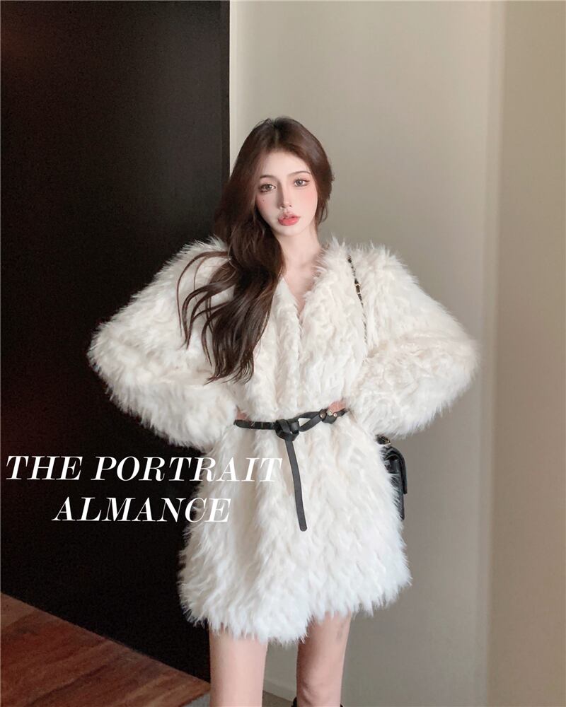 フェイクファーコート ショートジャケット オータムウィンターホワイトシャツ ロング 秋物 冬物 ブラックストロベリース68258690624