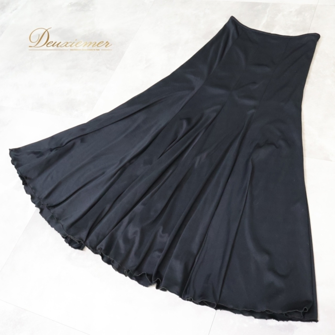 フラメンコ 衣装 ファルダ スカート 黒 無地 レッスン 練習着 ダンス パーティ 発表会 伸縮 ストレッチ ブラック系 フェスティバル ステージ用 おしゃれ 軽量 シンプル コスチューム