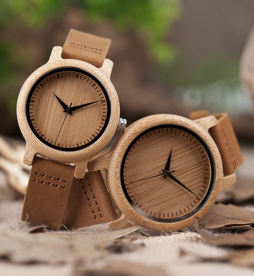 天然木製腕時計 革ベルト ウッドウォッチ ペアウォッチ ナチュラル腕時計 エコウォッチ 軽量時計 男女兼用 環境配慮 手作り時計