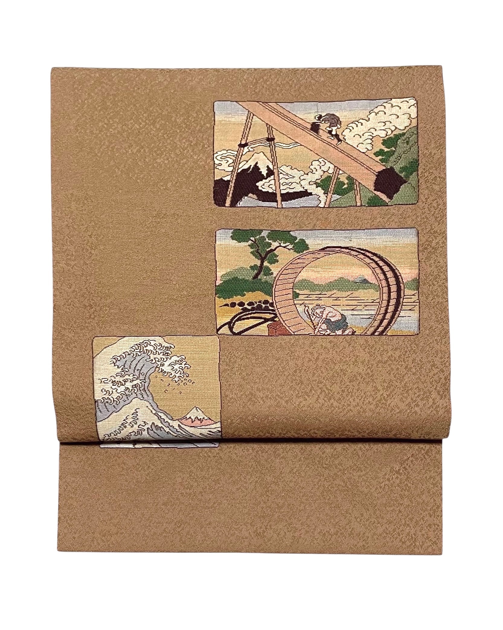 色紙に富嶽三十六景模様織り出し名古屋帯 | cocoa