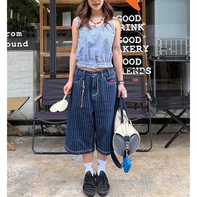 pinstriped cropped pants　ピンストライプクロップドパンツ　J2070
