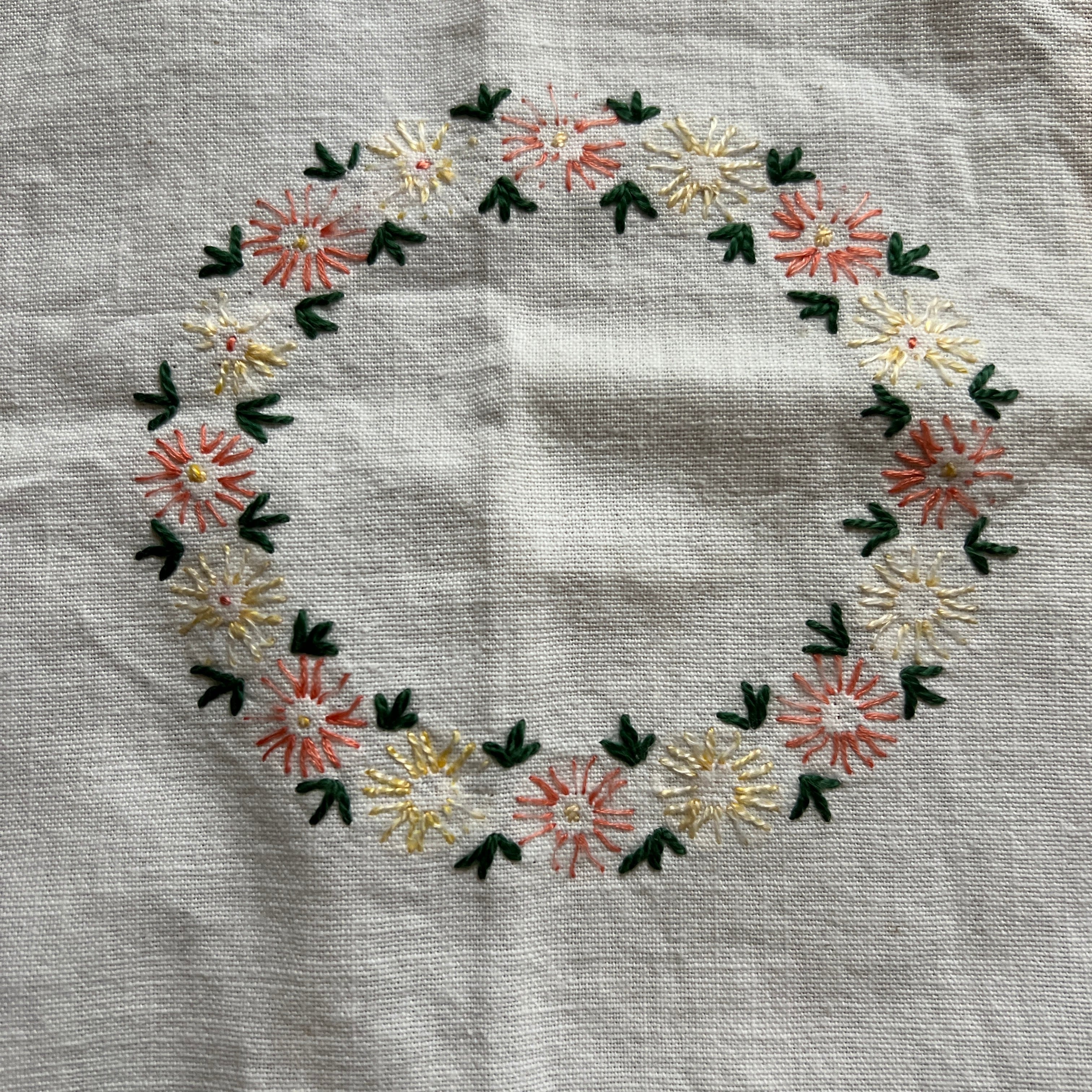 刺繍入り レースのハンカチ フランスアンティーク ヴィンテージ
