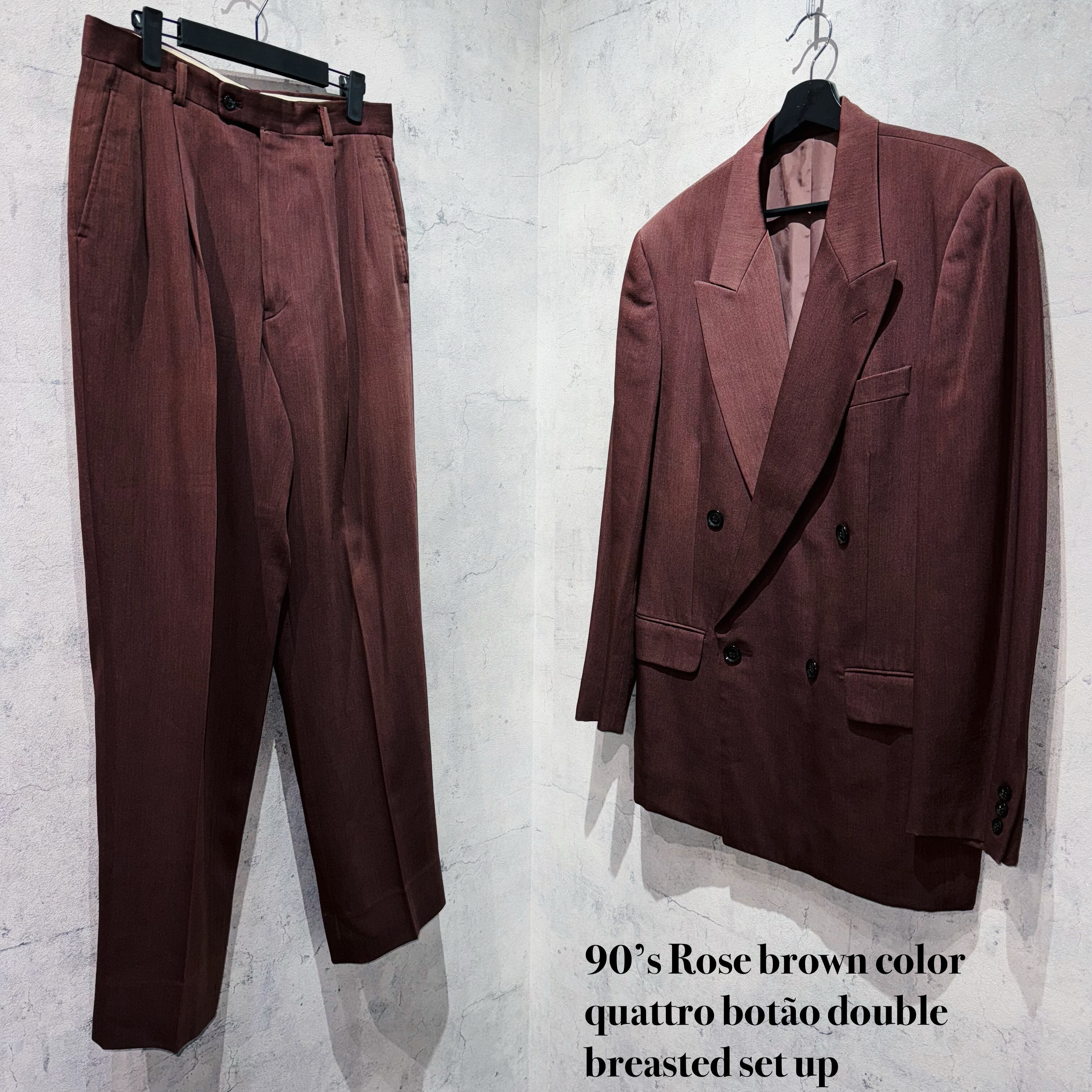 90’s Rose brown color quattro botão double breasted set up