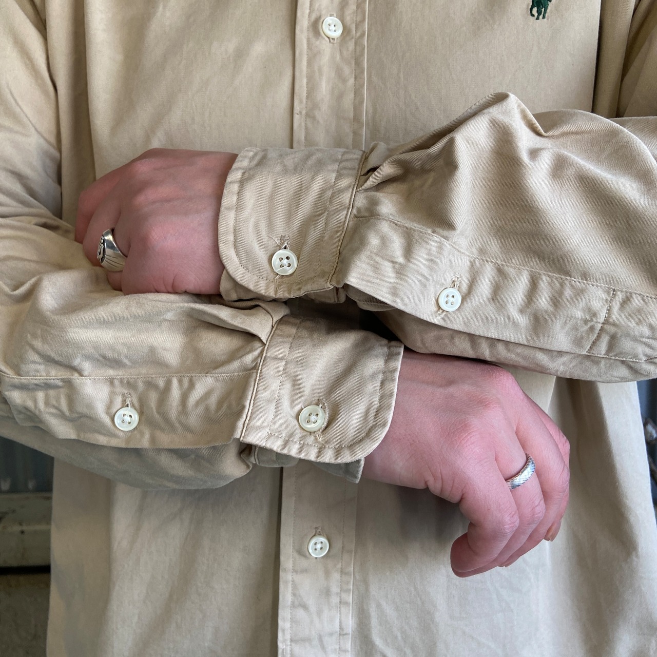 オールドラルフローレン CLASSIC FIT ボタンダウンシャツ メンズM 古着 
