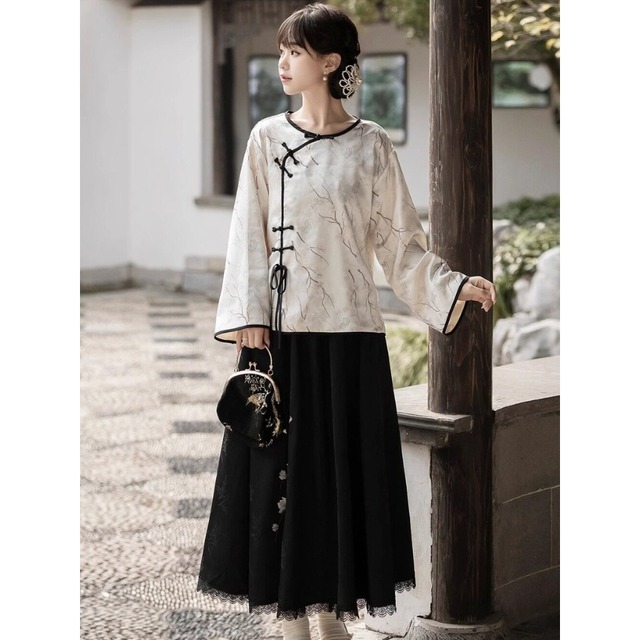 チャイナボタン刺繍 セットアップ｜中華風トップス＆スカート 大人チャイナロリィタ