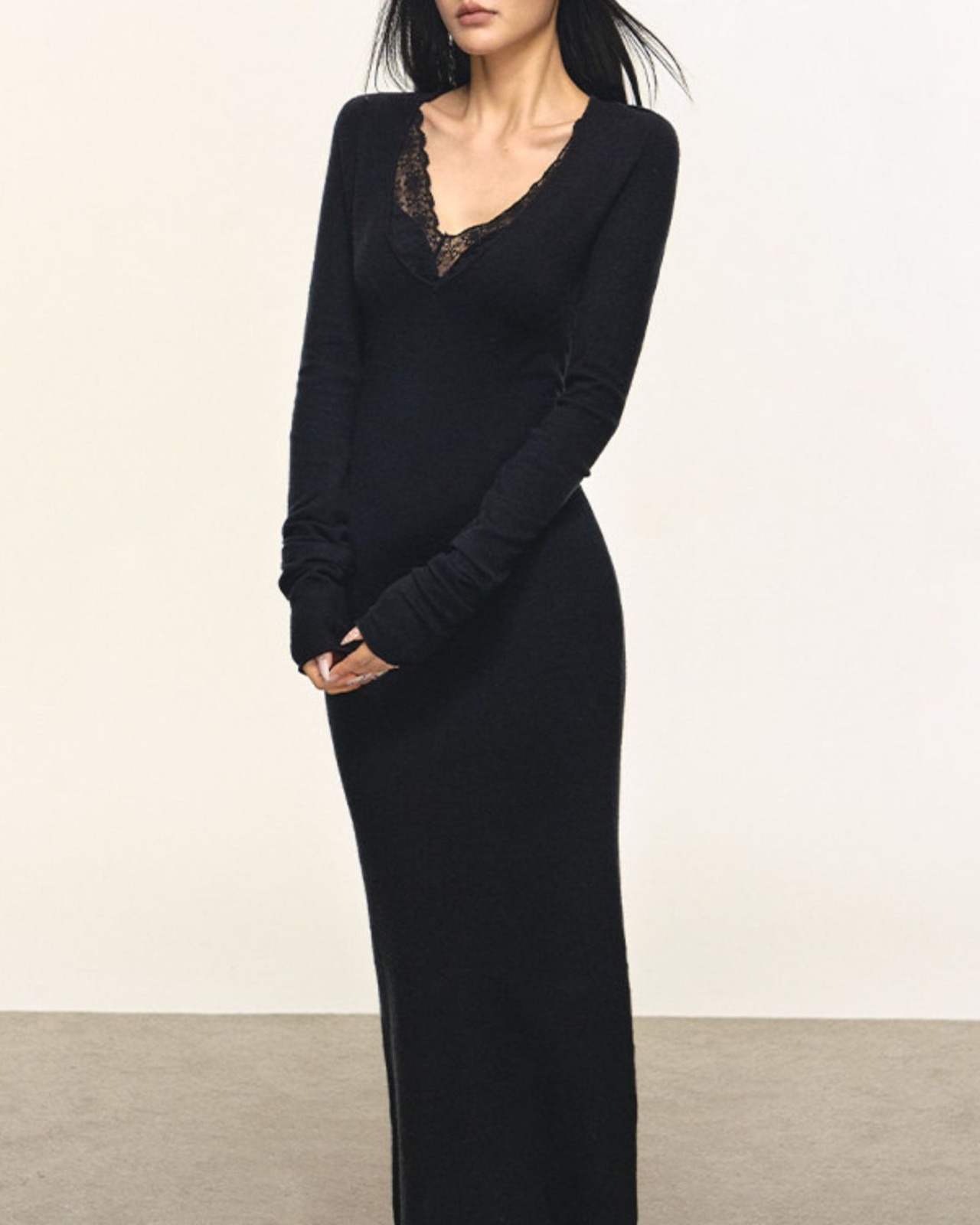 ロングスリーブマキシ丈タイトワンピース 2color A0841 - 7