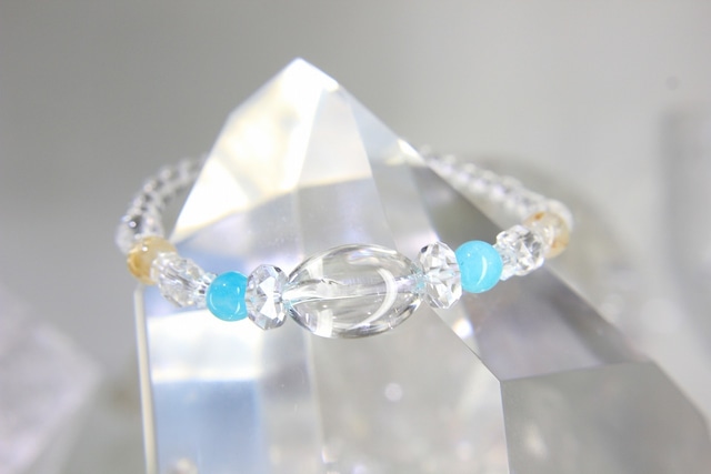 水晶タンブルとアマゾナイトのイルカブレスレット✨少し細め