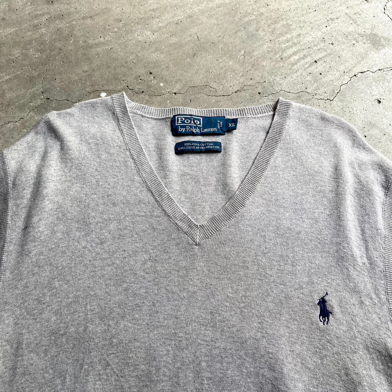 ビッグサイズ ポロバイラルフローレン ピマコットンニットベスト メンズXL 古着 Polo by Ralph Lauren ライトグレー 薄手 大きいサイズ【ニットセーター】【AL2110】 | cave 古着屋【公式】古着通販サイト
