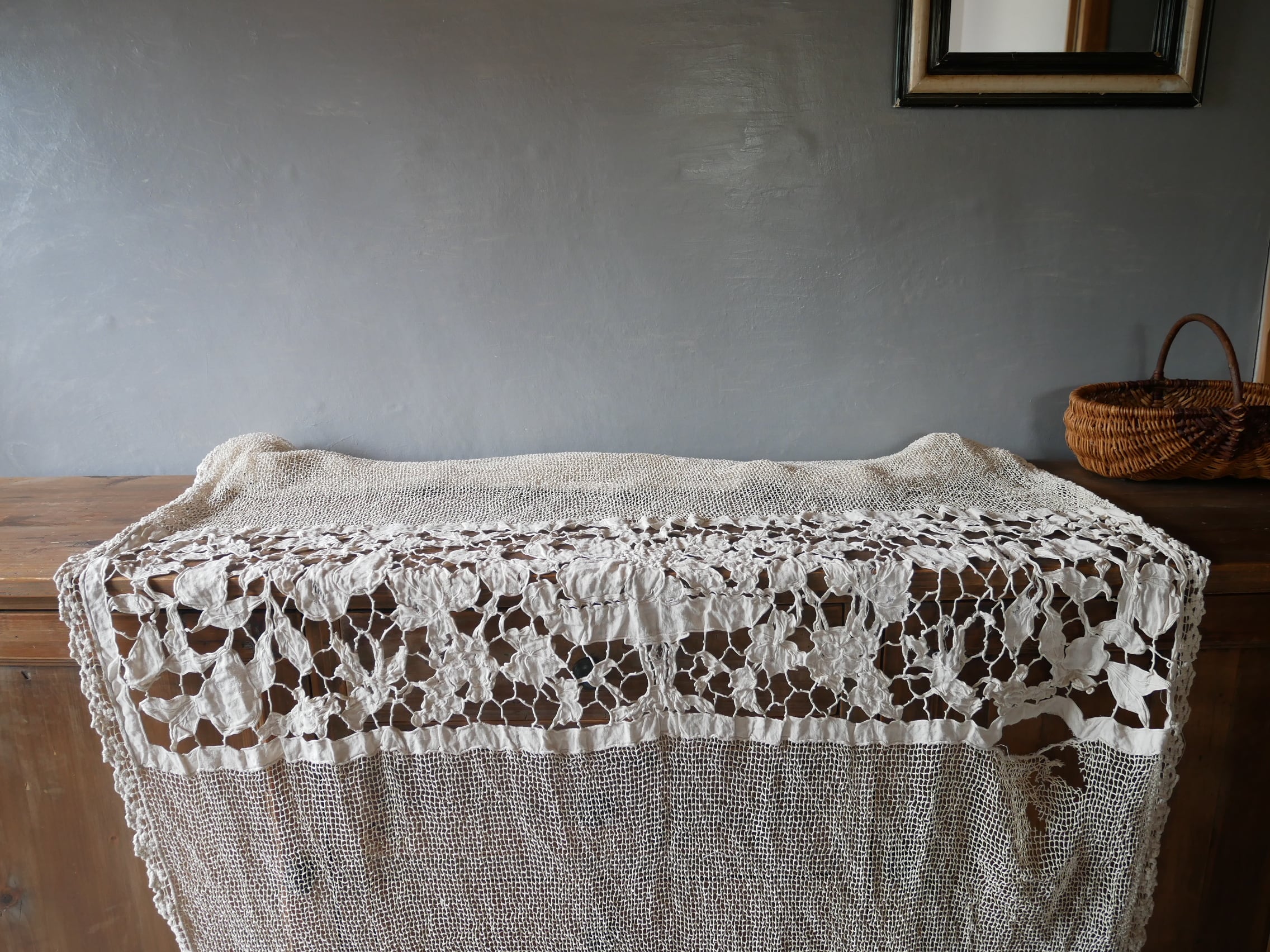 K様 御専用になります。フランスアンティーク カーテン レース ダメージあり