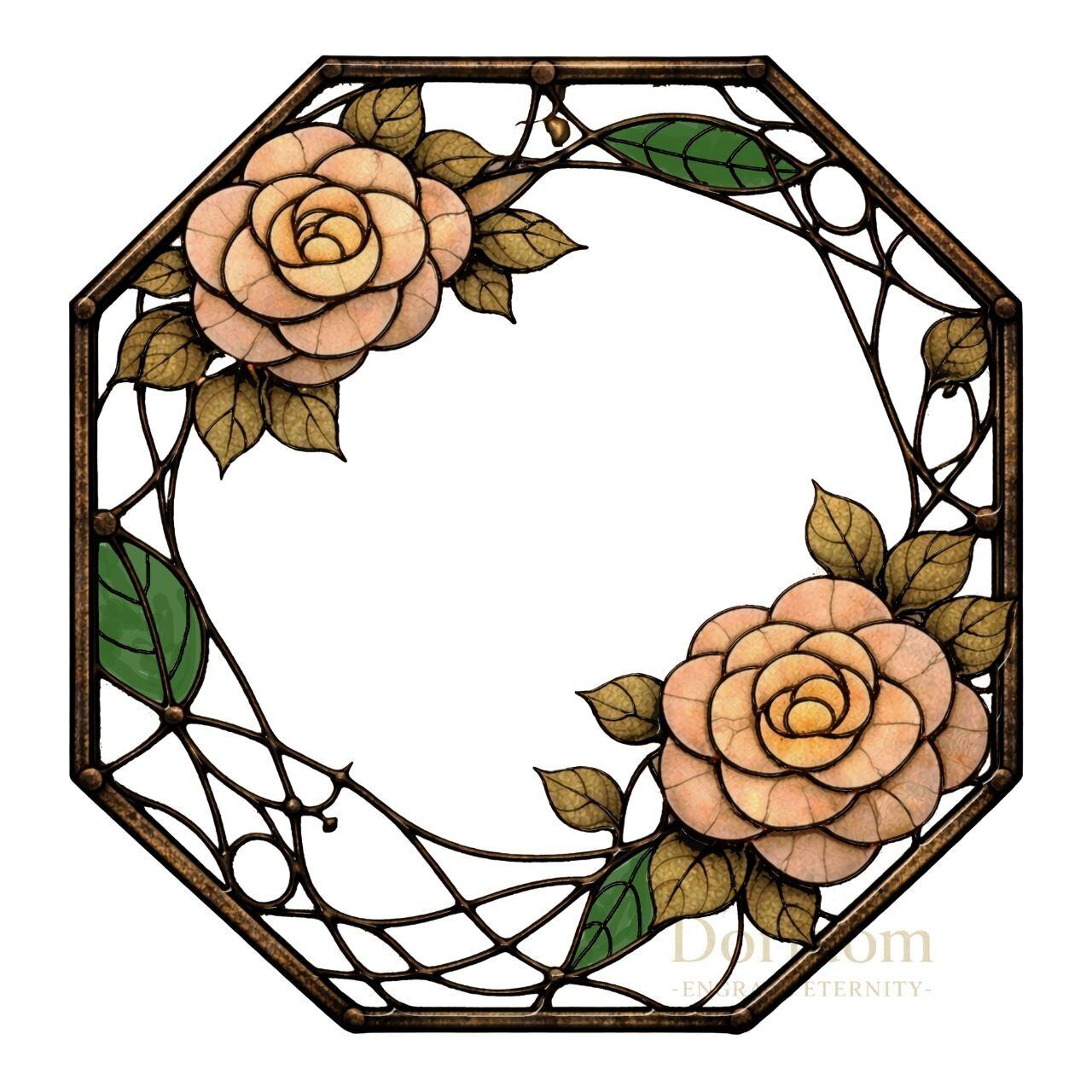 高解像度300DPI】Camellia Stained Glass Frame No.11｜カメリア