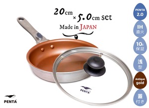 フライパン蓋付きセット 20cm アンティックゴールド 王様フライパンPENTA 2.0（ペンタ）