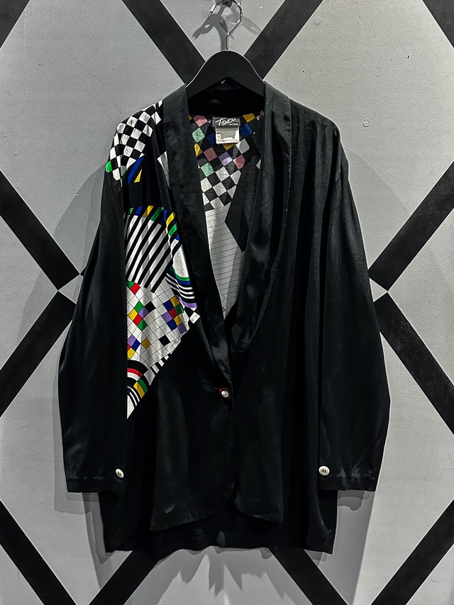 【X VINTAGE】Geometric Art Swiching Vintage Loose Tailored Jacket