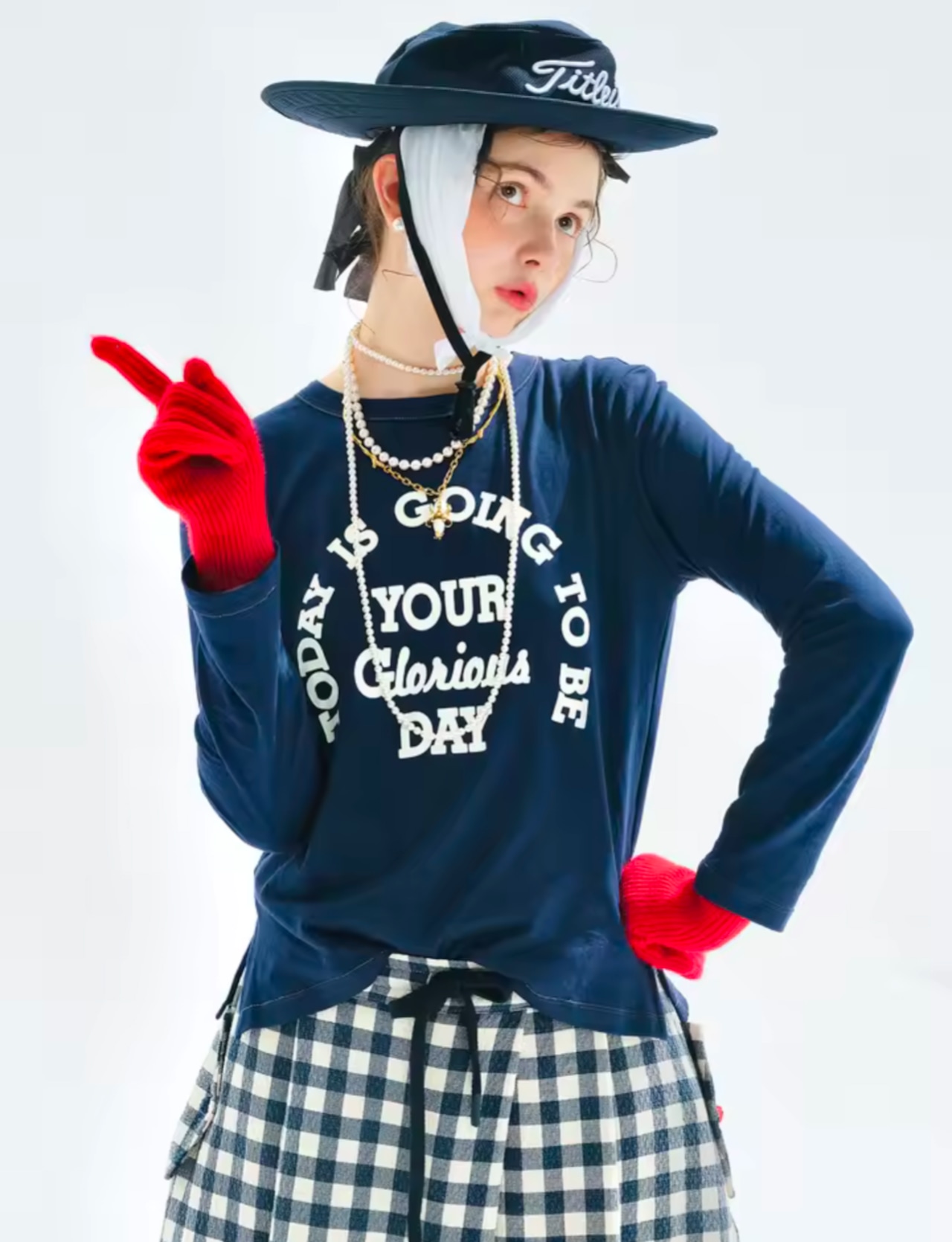 imakokoni オリジナルネイビーカラープリントトップス 255202