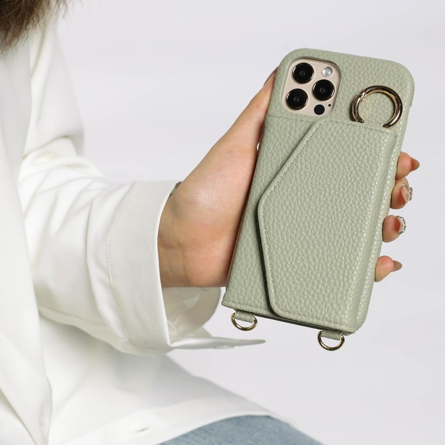 Liisea ケース 16e スマホケース iphone 用 カード収納 ショルダー ストラップ リング付き ミラー 16e 可愛い 鏡付き 耐衝撃 ミラー付き ショルダー 肩掛け 斜め掛け スタンド機能 携帯ケース アイフォン 向けの カバー 落下防止 かわいい 大人可愛い 背面手帳型