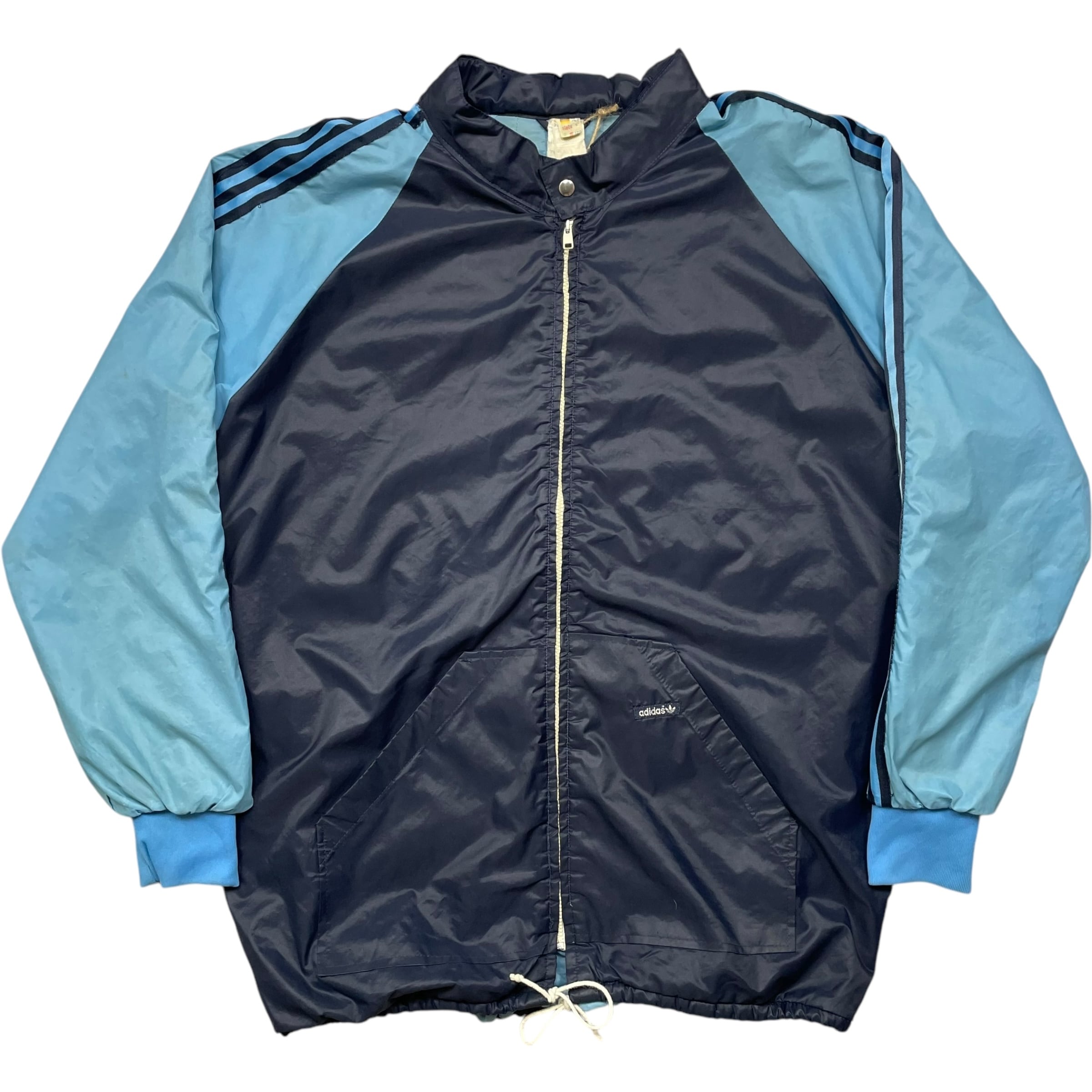 《L》 adidas アディダス ナイロンジャケット ラグラン フード付 バイカラー 80年代 vintage no.5133