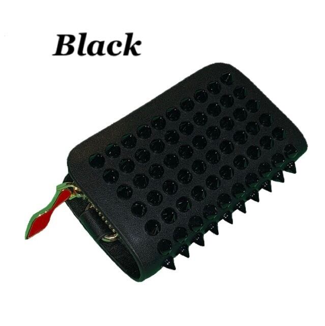 ルブタン　スタッズ付きブラックレザー　キーケース ec-24125-1.jpg
