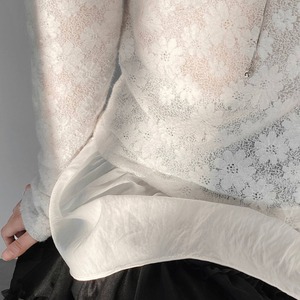 lace panel peplum top　J00471